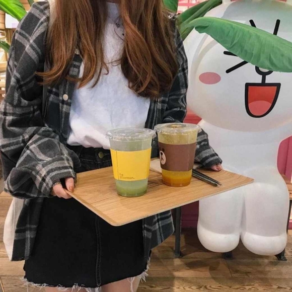 Grey and white plaid flannel shacket - Picture 2 of 2